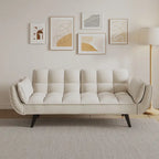 57 Sofa Bed,Polyester Blend Comfy Futon Couch Bed with 2 Square Pillows, Convertible Sleeper Sofa with Adjustable Backrest