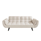 57 Sofa Bed,Polyester Blend Comfy Futon Couch Bed with 2 Square Pillows, Convertible Sleeper Sofa with Adjustable Backrest