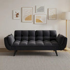 57 Sofa Bed,Polyester Blend Comfy Futon Couch Bed with 2 Square Pillows, Convertible Sleeper Sofa with Adjustable Backrest