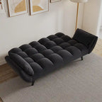57 Sofa Bed,Polyester Blend Comfy Futon Couch Bed with 2 Square Pillows, Convertible Sleeper Sofa with Adjustable Backrest