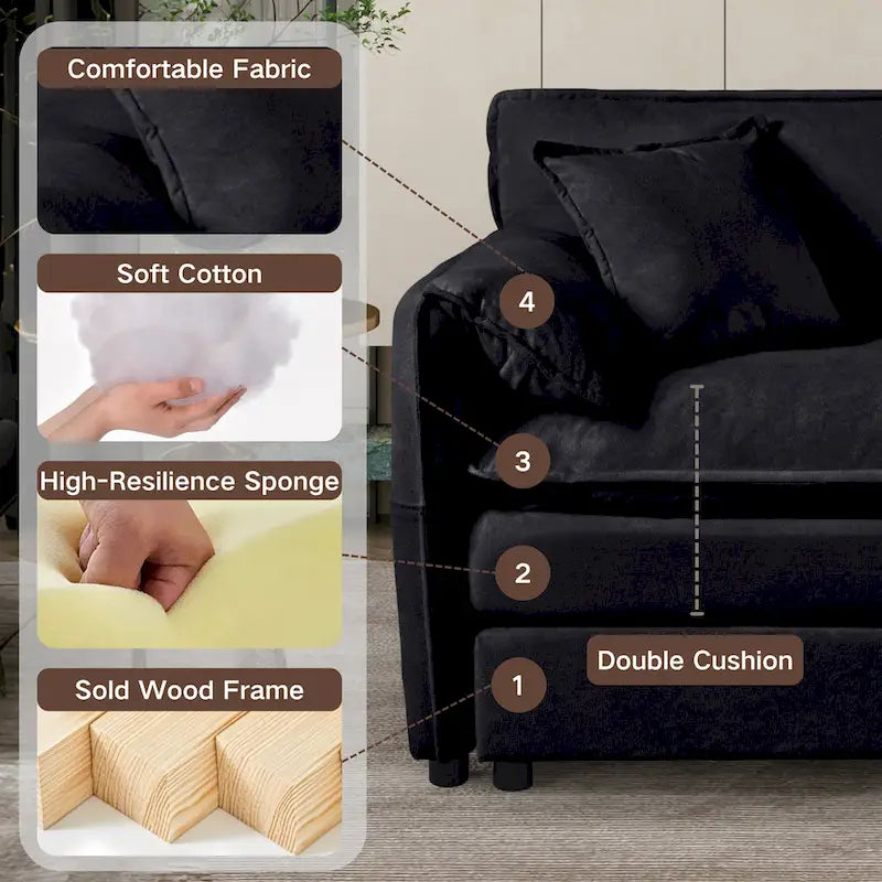 Chenille Accent Sofa Chair with Oversized Armchairs and 29.92 Deep Seats (800lb Capacity)