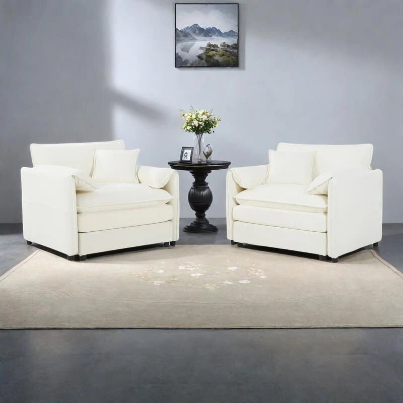 Chenille Accent Sofa Chair with Oversized Armchairs and 29.92 Deep Seats (800lb Capacity)