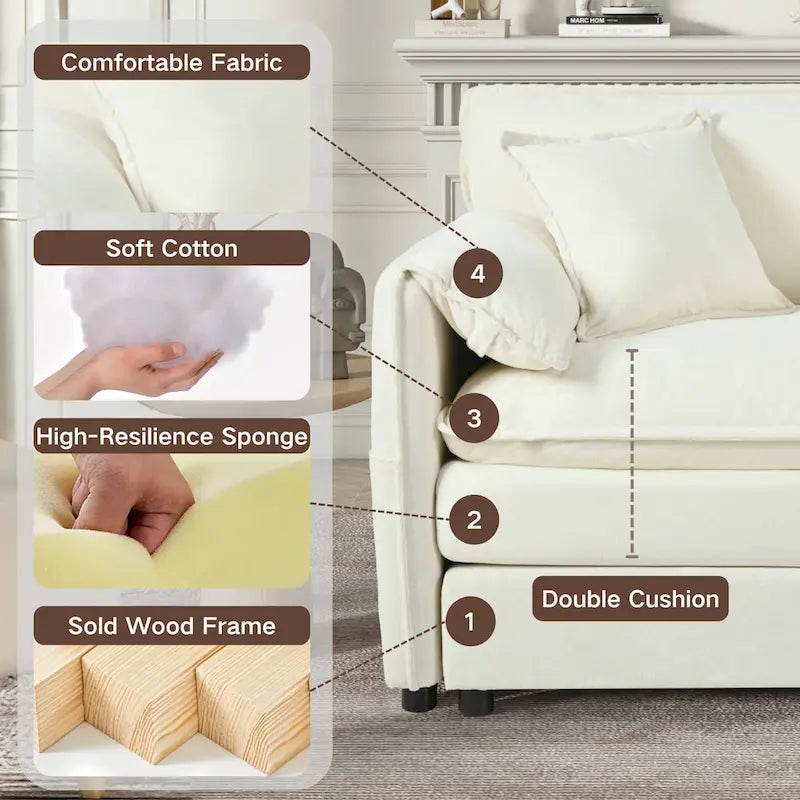 Chenille Accent Sofa Chair with Oversized Armchairs and 29.92 Deep Seats (800lb Capacity)