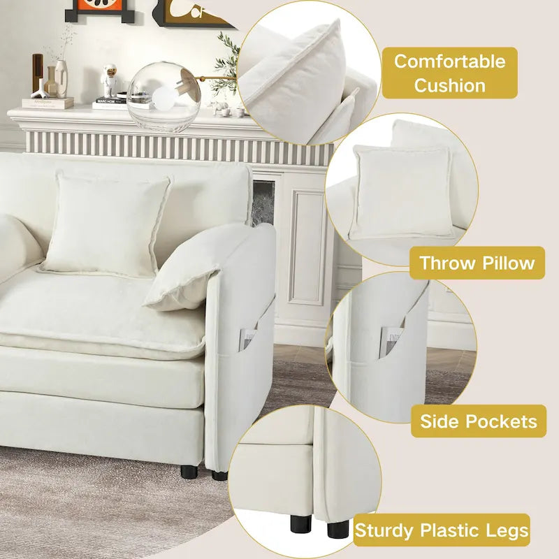 Chenille Accent Sofa Chair with Oversized Armchairs and 29.92 Deep Seats (800lb Capacity)