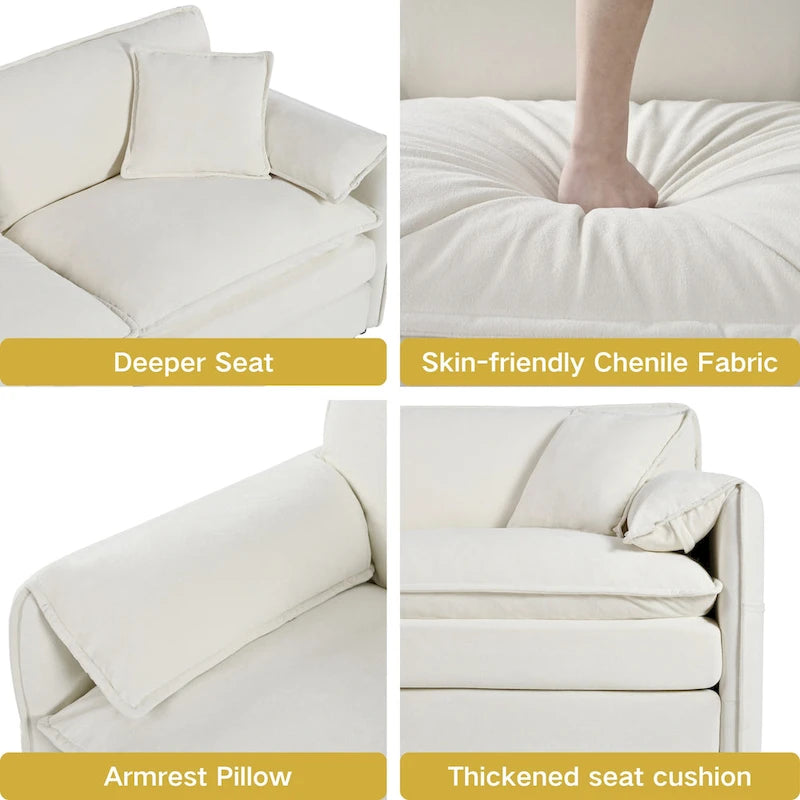 Chenille Accent Sofa Chair with Oversized Armchairs and 29.92 Deep Seats (800lb Capacity)