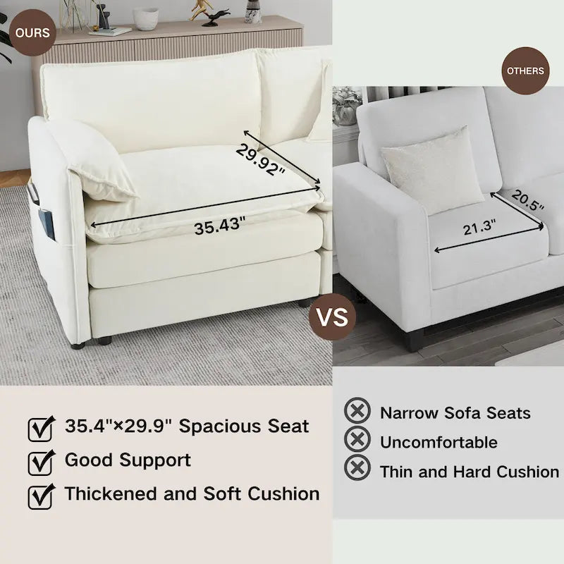 Chenille Accent Sofa Chair with Oversized Armchairs and 29.92 Deep Seats (800lb Capacity)