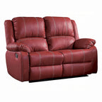 Motion Manual Recliner Loveseat, Pillow Top, Red Faux Leather