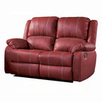Motion Manual Recliner Loveseat, Pillow Top, Red Faux Leather