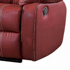 Motion Manual Recliner Loveseat, Pillow Top, Red Faux Leather