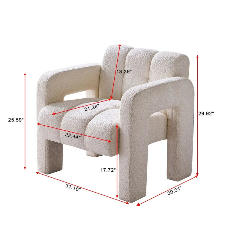 Upholstered Accent Chair 31.10 Wide Boucle Modern Accent Chair Side Chair Comfy Wide Armchair For Bedroom, Living Room