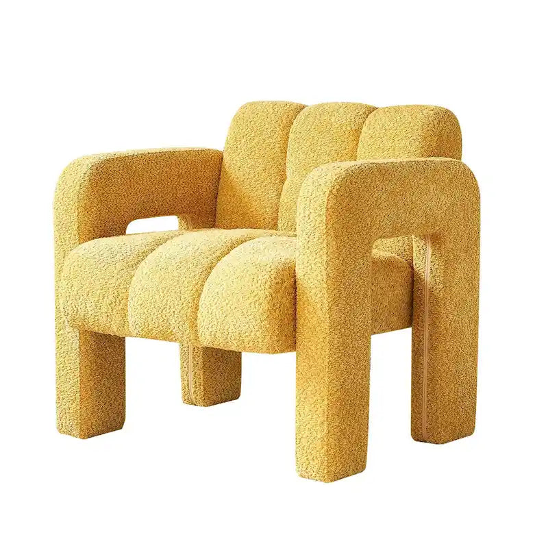 Upholstered Accent Chair 31.10 Wide Boucle Modern Accent Chair Side Chair Comfy Wide Armchair For Bedroom, Living Room