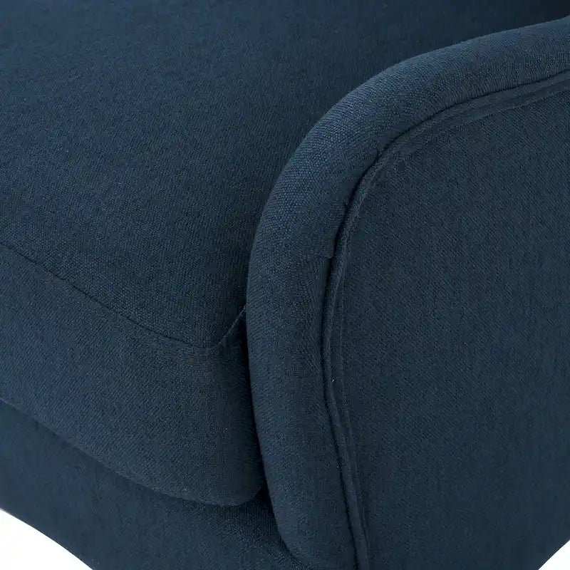 Navy Blue Modern 27 High Back Accent Chair with Birch Wood Legs and Wing Back for Living Room