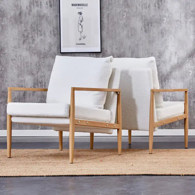 White 28.74 Upholstered Arm Chair with Metal Frame