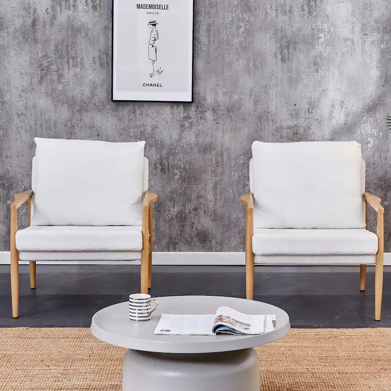White 28.74 Upholstered Arm Chair with Metal Frame