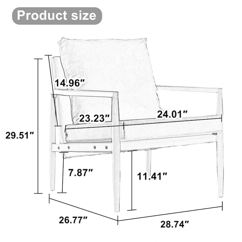 White 28.74 Upholstered Arm Chair with Metal Frame