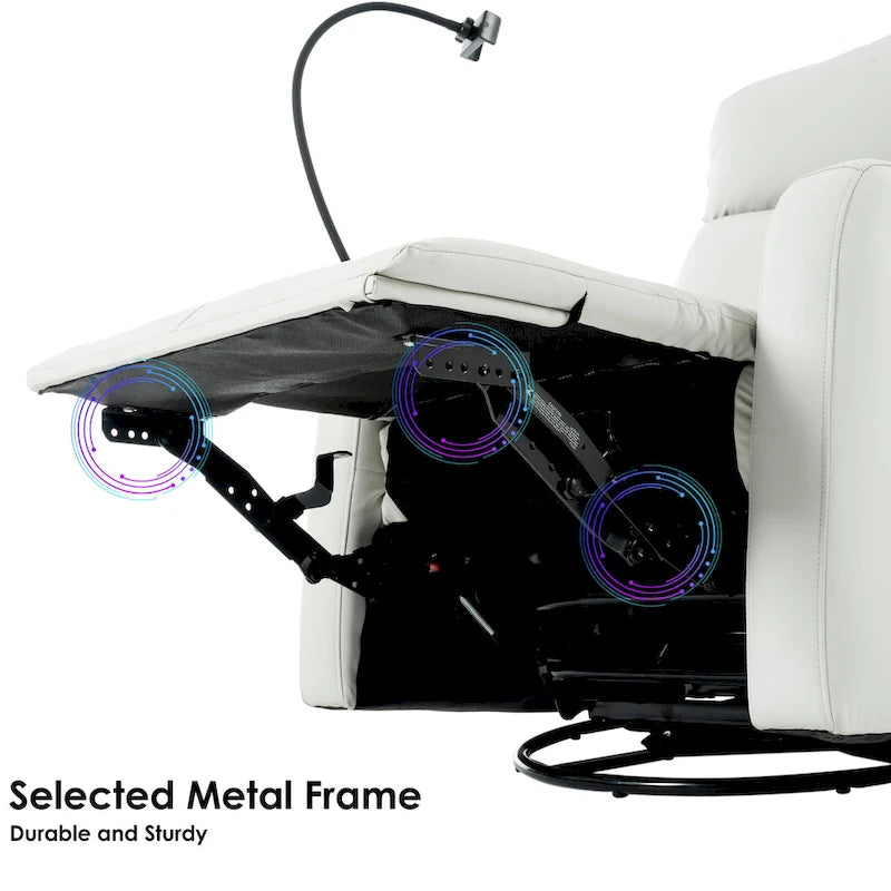 Electric Power Recliner Chair with 270 Swivel, USB Ports and Adjustable Footrest for Living Room & Nursery