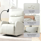 Electric Power Recliner Chair with 270 Swivel, USB Ports and Adjustable Footrest for Living Room & Nursery
