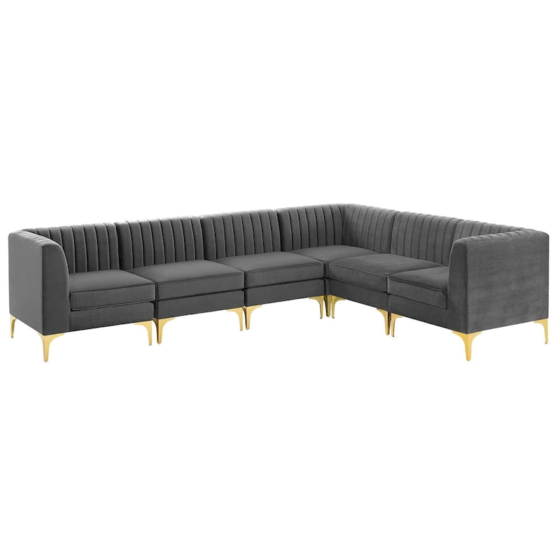 Channel Tufted Performance Velvet Sectional Sofa