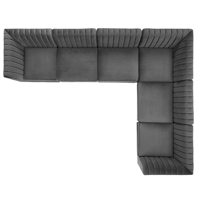 Channel Tufted Performance Velvet Sectional Sofa