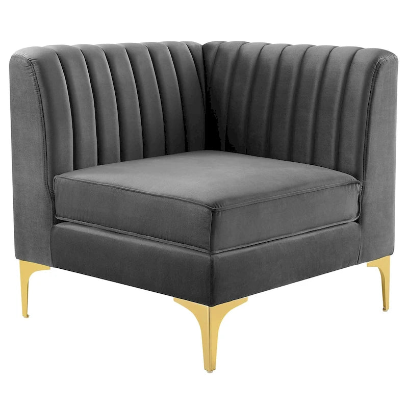 Channel Tufted Performance Velvet Sectional Sofa