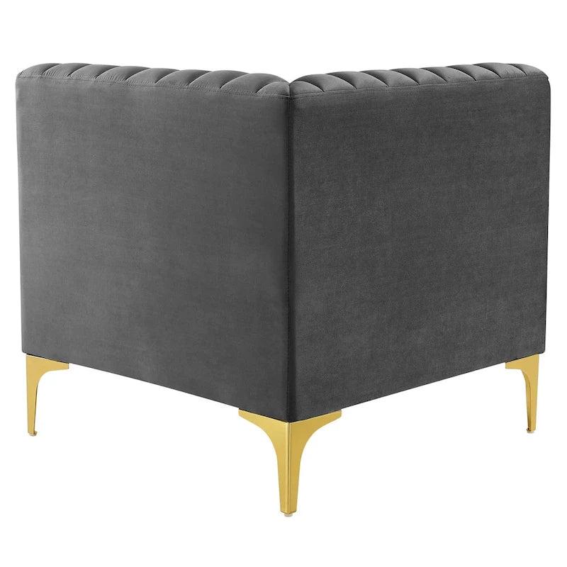 Channel Tufted Performance Velvet Sectional Sofa