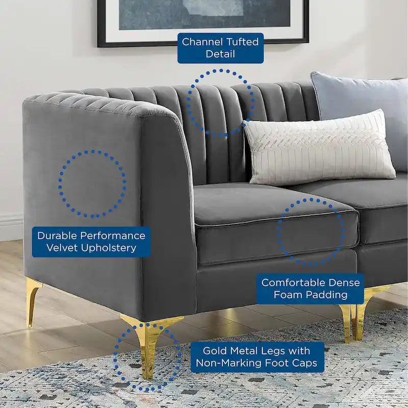 Channel Tufted Performance Velvet Sectional Sofa