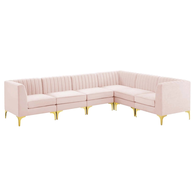 Channel Tufted Performance Velvet Sectional Sofa