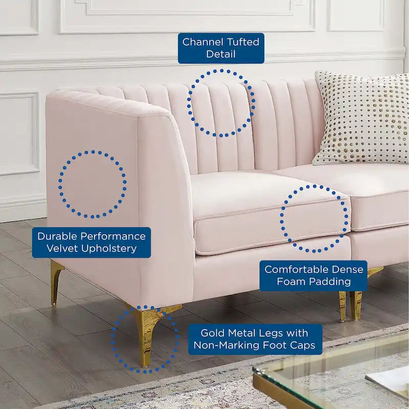 Channel Tufted Performance Velvet Sectional Sofa