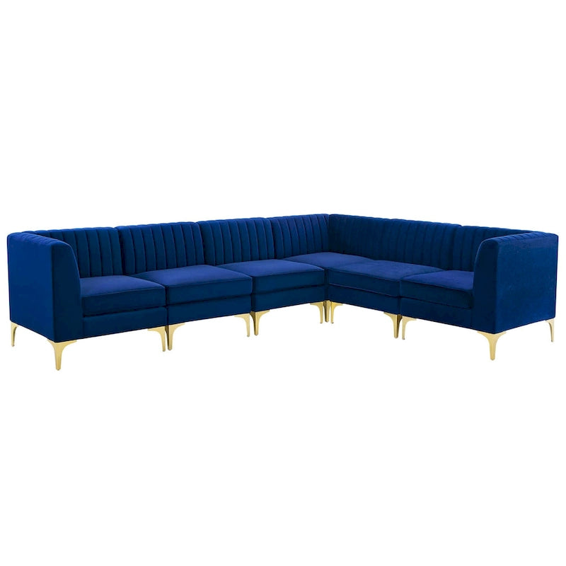 Channel Tufted Performance Velvet Sectional Sofa