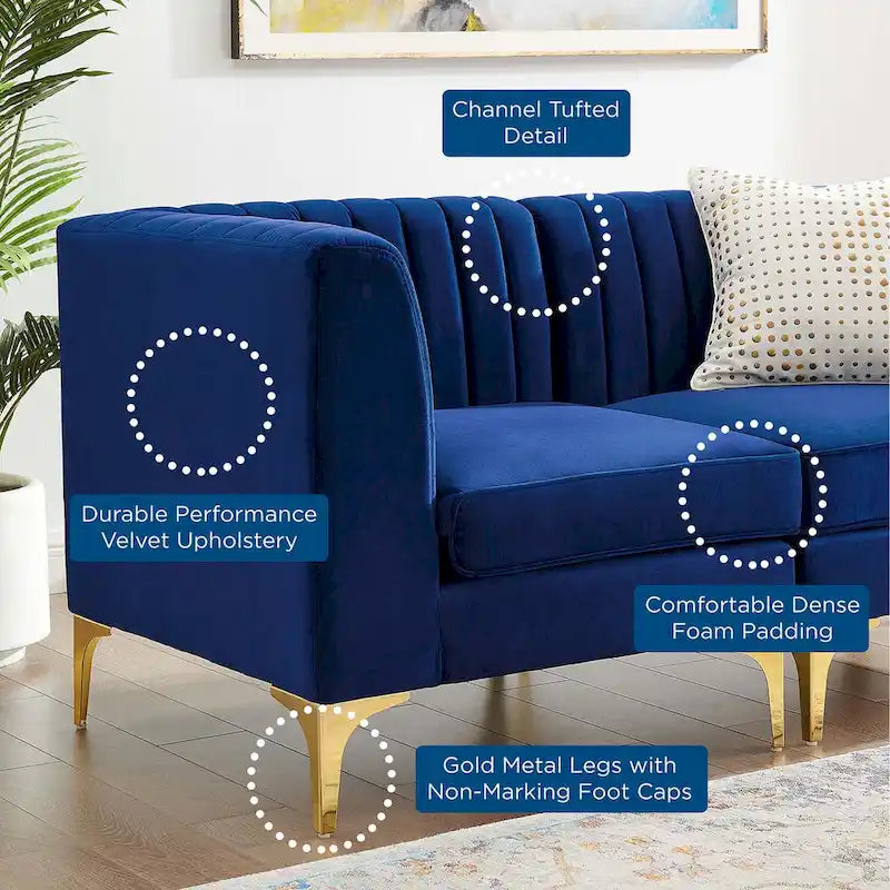 Channel Tufted Performance Velvet Sectional Sofa
