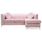 Pompano 83 in. Tufted Velvet Sectional with 2-Throw Pillow - 83L x 58W x 31H