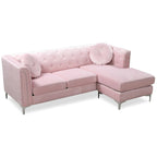 83 in. Tufted Velvet Sectional with 2-Throw Pillow - 83L x 58W x 31H