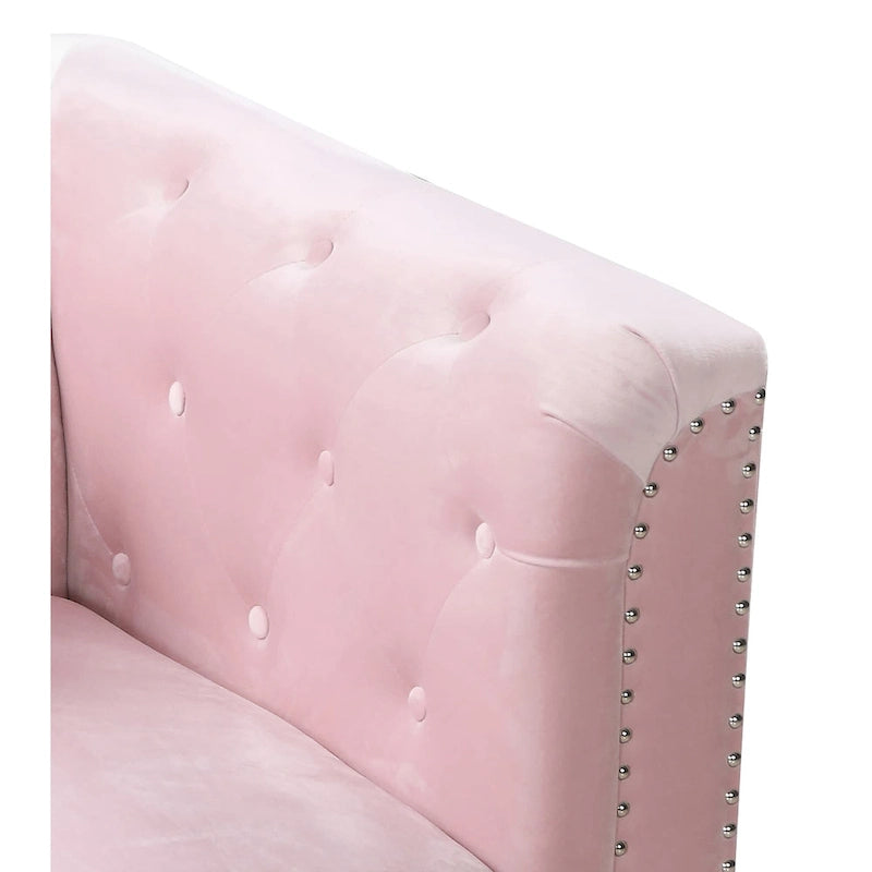 83 in. Tufted Velvet Sectional with 2-Throw Pillow - 83L x 58W x 31H