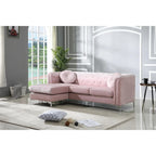 83 in. Tufted Velvet Sectional with 2-Throw Pillow - 83L x 58W x 31H
