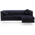 83 in. Tufted Velvet Sectional with 2-Throw Pillow - 83L x 58W x 31H