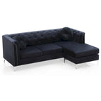 83 in. Tufted Velvet Sectional with 2-Throw Pillow - 83L x 58W x 31H