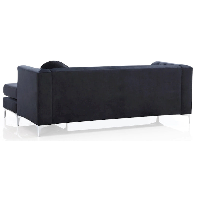 83 in. Tufted Velvet Sectional with 2-Throw Pillow - 83L x 58W x 31H