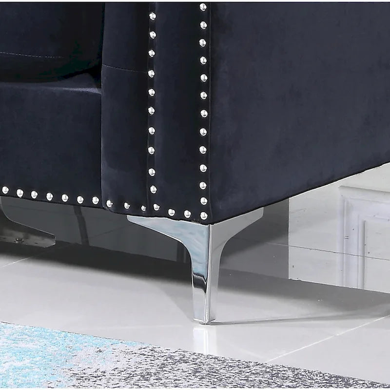 83 in. Tufted Velvet Sectional with 2-Throw Pillow - 83L x 58W x 31H