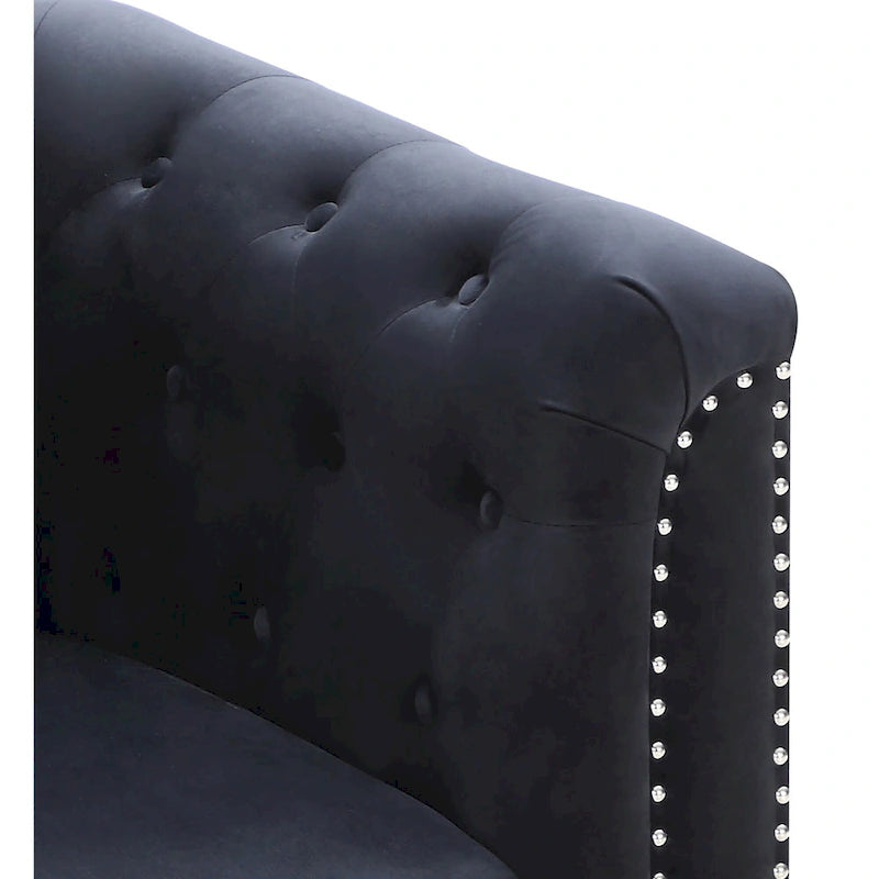 83 in. Tufted Velvet Sectional with 2-Throw Pillow - 83L x 58W x 31H