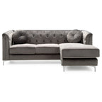 83 in. Tufted Velvet Sectional with 2-Throw Pillow - 83L x 58W x 31H
