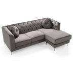 83 in. Tufted Velvet Sectional with 2-Throw Pillow - 83L x 58W x 31H