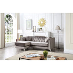 83 in. Tufted Velvet Sectional with 2-Throw Pillow - 83L x 58W x 31H