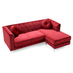 83 in. Tufted Velvet Sectional with 2-Throw Pillow - 83L x 58W x 31H