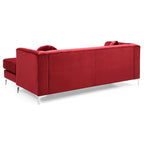 83 in. Tufted Velvet Sectional with 2-Throw Pillow - 83L x 58W x 31H