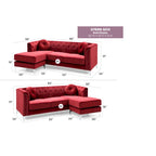 83 in. Tufted Velvet Sectional with 2-Throw Pillow - 83L x 58W x 31H