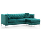 83 in. Tufted Velvet Sectional with 2-Throw Pillow - 83L x 58W x 31H
