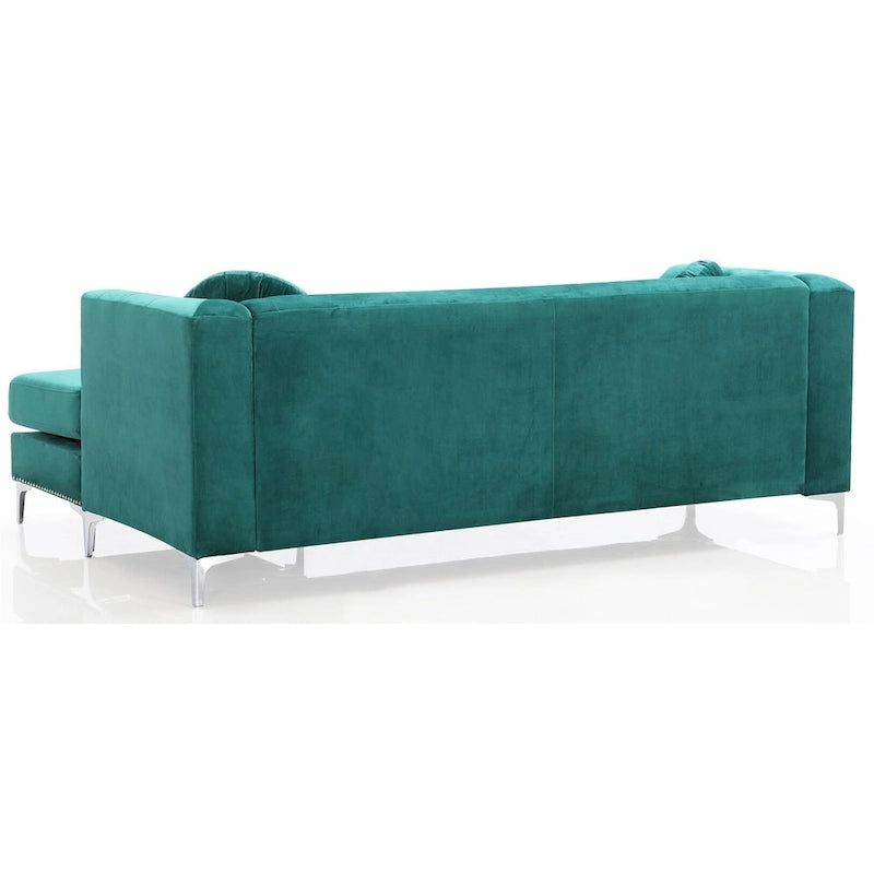 83 in. Tufted Velvet Sectional with 2-Throw Pillow - 83L x 58W x 31H