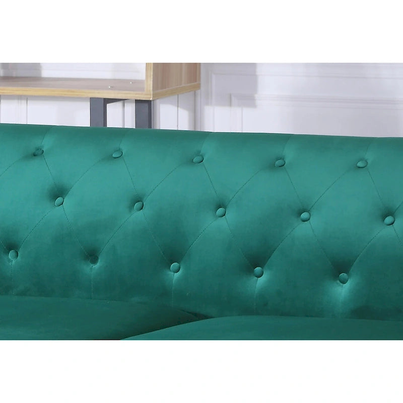 83 in. Tufted Velvet Sectional with 2-Throw Pillow - 83L x 58W x 31H