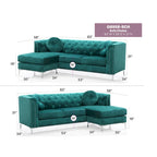 83 in. Tufted Velvet Sectional with 2-Throw Pillow - 83L x 58W x 31H