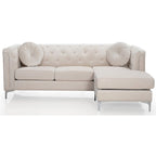 83 in. Tufted Velvet Sectional with 2-Throw Pillow - 83L x 58W x 31H